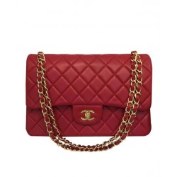 Imitation Chanel Female Classic Jumbo Yellow Gold Plated Shoulder Strap CC Logo Turn Lock Double Flap Crossbody Bag 30CM