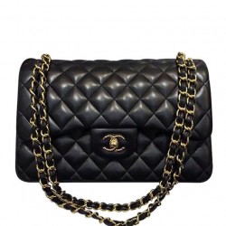 Imitated Chanel Diamond Style Pattern Black Quilted Leather Ladies Classic Jumbo Double C Twist Lock Large Flap Bag