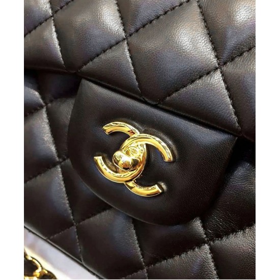 Imitated Chanel Diamond Style Pattern Black Quilted Leather Ladies Classic Jumbo Double C Twist Lock Large Flap Bag