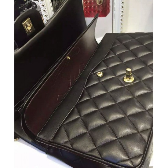 Imitated Chanel Diamond Style Pattern Black Quilted Leather Ladies Classic Jumbo Double C Twist Lock Large Flap Bag