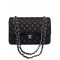 Spring Large Black Quilted Leather Double Chain Shoulder Straps - Women's Imitated Chanel Classic Jumbo Handbag Online