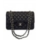 Spring Large Black Quilted Leather Double Chain Shoulder Straps - Women's Imitated Chanel Classic Jumbo Handbag Online