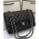 Spring Large Black Quilted Leather Double Chain Shoulder Straps - Women's Imitated Chanel Classic Jumbo Handbag Online