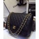 Classic Black Caviar Leather Diamond Pattern Yellow Gold Chain Shoulder Strap - Women's Chanel 33CM CC Logo Turn Lock Flap Bag