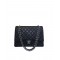 High Quality Silver CC Logo Turn Lock Duble Flaps Desing Black Caviar Leather - Fake Chanel Female Classic Chain Bag