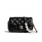 Replica Chanel Black Quilted Lambskin Leather White Pearl Beads Decoration CC Logo Lock Women's Small Flap Bag