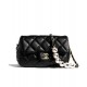 Replica Chanel Black Quilted Lambskin Leather White Pearl Beads Decoration CC Logo Lock Women's Small Flap Bag