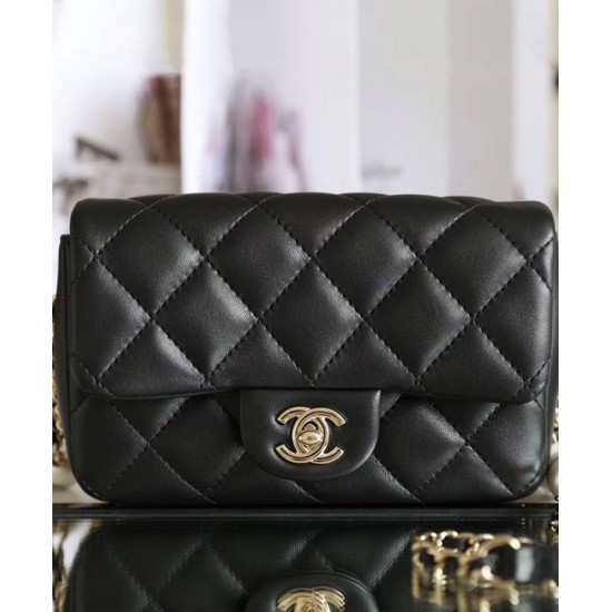 Replica Chanel Black Quilted Lambskin Leather White Pearl Beads Decoration CC Logo Lock Women's Small Flap Bag