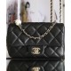 Replica Chanel Black Quilted Lambskin Leather White Pearl Beads Decoration CC Logo Lock Women's Small Flap Bag