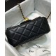 Fake Chanel Diamond-style Quilted Pattern Golden Bead Chain Shoulder Strap Female Black Leather Crossbody Bag