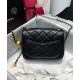 Fake Chanel Diamond-style Quilted Pattern Golden Bead Chain Shoulder Strap Female Black Leather Crossbody Bag