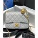 Faux Chanel Golden Beads Decoration Chain Strap Grey Quilted Leather Medium Flap Bag For Ladies Online