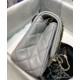 Faux Chanel Golden Beads Decoration Chain Strap Grey Quilted Leather Medium Flap Bag For Ladies Online