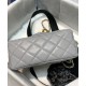 Faux Chanel Golden Beads Decoration Chain Strap Grey Quilted Leather Medium Flap Bag For Ladies Online