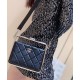 2022 New Chanel Silver Frame Kiss-lock Black Quilted Leather Crossbody Bag Women's Square Clutch Bag