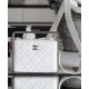 Imitation Chanel White Quilted Leather Silver Frame Fashion Kiss Lock CC Logo Signature Square Clutch Bag For Ladies