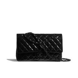 Hot Selling Black Metal Hardware Classic CC Logo Lock Black Quilted Leather - Replica Chanel Chain Strap Flap Bag