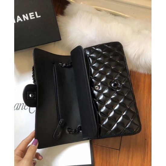 Hot Selling Black Metal Hardware Classic CC Logo Lock Black Quilted Leather - Replica Chanel Chain Strap Flap Bag