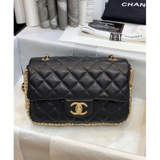 Sweet Style White Pearl Decoration Golden Chain Trimming CC Turn Lock - Fake Chanel Black Quilted Leather Crossbody Bag