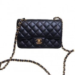 Faux Chanel Small Black Quilted Cowhide Leather Golden CC Lock Women's Chain Design Flap Bag Online