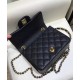 Fake Chanel Mini Classic Boy Black Caviar Leather Flap Bag Golden CC Logo Turn Lock Mini Chain Bag For Ladies