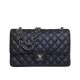 Replica Chanel Classic Jumbo CC Logo Turn Lock Chain Shoulder Strap Women's Black Caviar Leather Flap Bag