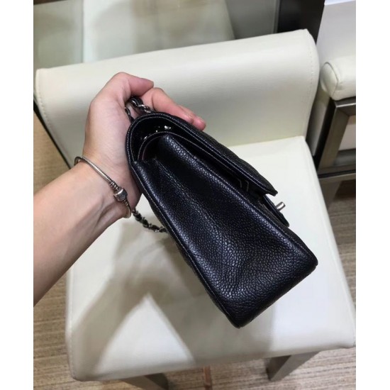 Replica Chanel Classic Jumbo CC Logo Turn Lock Chain Shoulder Strap Women's Black Caviar Leather Flap Bag