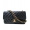 Imitation Chanel Jumbo Black Caviar Golden CC Lock Black Caviar Leather Female Flap Style Chain Bag 25CM