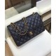 Imitation Chanel Jumbo Black Caviar Golden CC Lock Black Caviar Leather Female Flap Style Chain Bag 25CM