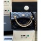 Imitated Chanel Women's Black Quilted Leather White Pearl & Chain Top Handle Double C Signature Medium Shopping Bag