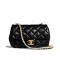 High End Golden Chain White Pearl Detail Black Quilted Leather - Imitated Chanel Women's Flap Bag 21CM