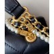 High End Golden Chain White Pearl Detail Black Quilted Leather - Imitated Chanel Women's Flap Bag 21CM