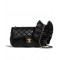 Hot Selling Black Quilted Lambskin Leather Falbala Decoration Yellow Gold Chain Shoulder Strap - Chanel Women's Medium Flap Bag