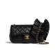 Hot Selling Black Quilted Lambskin Leather Falbala Decoration Yellow Gold Chain Shoulder Strap - Chanel Women's Medium Flap Bag