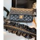 Hot Selling Black Quilted Lambskin Leather Falbala Decoration Yellow Gold Chain Shoulder Strap - Chanel Women's Medium Flap Bag