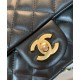 Hot Selling Black Quilted Lambskin Leather Falbala Decoration Yellow Gold Chain Shoulder Strap - Chanel Women's Medium Flap Bag