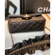 Hot Selling Black Quilted Lambskin Leather Falbala Decoration Yellow Gold Chain Shoulder Strap - Chanel Women's Medium Flap Bag