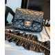 New Ruffles Design Golden CC Logo Turn Lock & Chain Shoulder Strap - Faux Chanel Black Quilted Leather Small Crossbody Bag