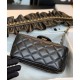 New Ruffles Design Golden CC Logo Turn Lock & Chain Shoulder Strap - Faux Chanel Black Quilted Leather Small Crossbody Bag