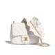 Fall Popular Women's White Quilted Leather Golden Chain Shoulder Strap Falbala Detail - Replica Chanel Small Flap Bag