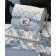 Fall Popular Women's White Quilted Leather Golden Chain Shoulder Strap Falbala Detail - Replica Chanel Small Flap Bag