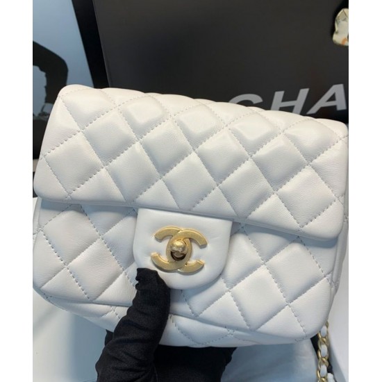 Fall Popular Women's White Quilted Leather Golden Chain Shoulder Strap Falbala Detail - Replica Chanel Small Flap Bag