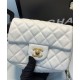 Fall Popular Women's White Quilted Leather Golden Chain Shoulder Strap Falbala Detail - Replica Chanel Small Flap Bag