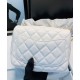 Fall Popular Women's White Quilted Leather Golden Chain Shoulder Strap Falbala Detail - Replica Chanel Small Flap Bag