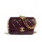 Faux Chanel Golden CC Logo Turn Lock Chain Shoulder Strap Dark Red Quilted Leather Small Flap Bag Online