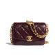 Faux Chanel Golden CC Logo Turn Lock Chain Shoulder Strap Dark Red Quilted Leather Small Flap Bag Online