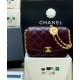 Faux Chanel Golden CC Logo Turn Lock Chain Shoulder Strap Dark Red Quilted Leather Small Flap Bag Online