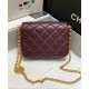 Faux Chanel Golden CC Logo Turn Lock Chain Shoulder Strap Dark Red Quilted Leather Small Flap Bag Online