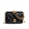 Fake Chanel Black Quilted Lambskin Leather Golden Chain Shoulder Strap Rounded Logo Decoration Women's Classic Small Flap Bag