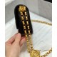 Fake Chanel Black Quilted Lambskin Leather Golden Chain Shoulder Strap Rounded Logo Decoration Women's Classic Small Flap Bag